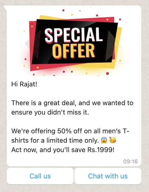Reminder before offer ends WhatsApp marketing messages