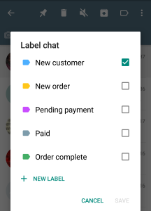 Using labels on WhatsApp business