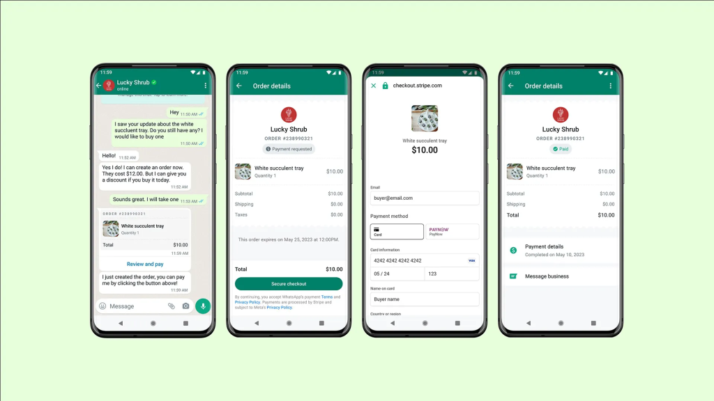 Order Processing and Payment using WhatsApp business