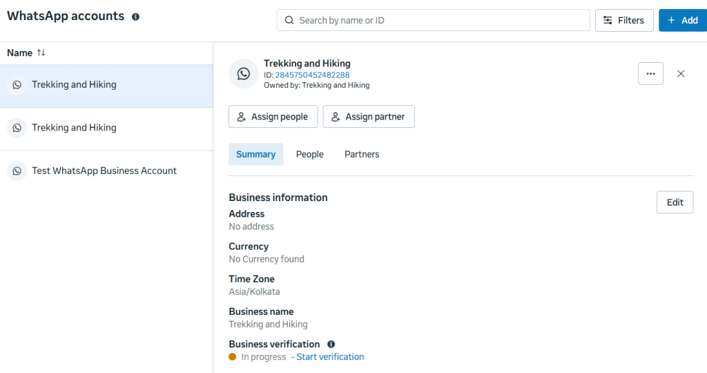 Select the relevant WhatsApp Business account for your business.